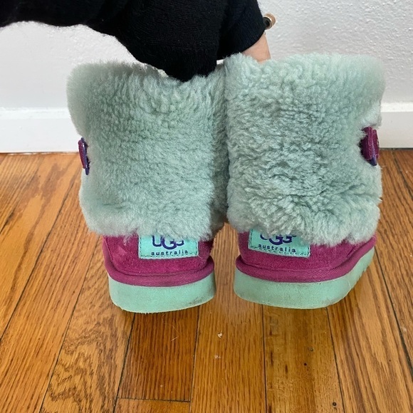 UGG Elle Kids Sheepskin Boots Pink/Blue Size 13 - Picture 5 of 7